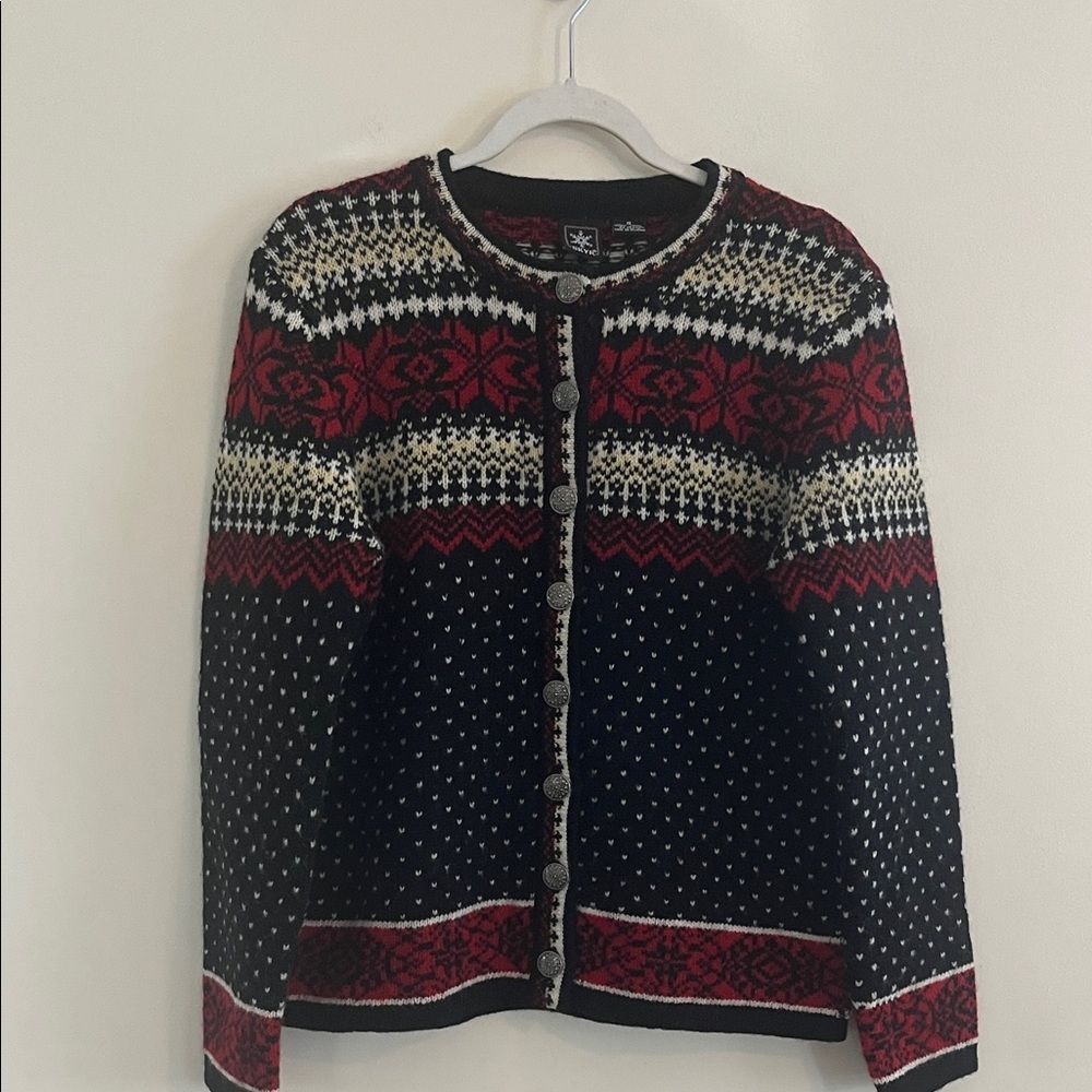Vintage Skyr Nordic Button Up Wool Sweater Scandinavian Ski‎ Resort S Fair Isle